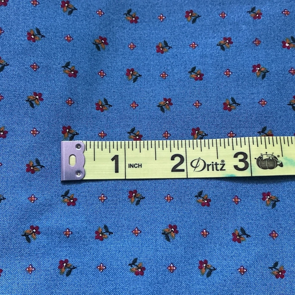Vestido Vintage Tela Cranston VIP Azul Floral Calico Kirsten American Girl 4+ Yd Foto 4 de 4
