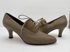 VTG Lace Up Mary Jane High Heel Oxford Handmade In Italy Leather Shoes Sz 9