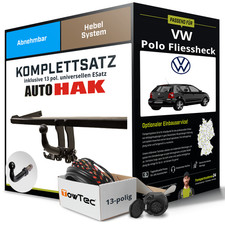 Für VW Polo Fliessheck Typ 6N2 Anhängerkupplung abnehmbar +eSatz 13pol uni. 99-
