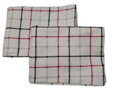 Set of 2 White Flannel Pillowcases W/Black And Red Plaid Print 20 X 28 Standard