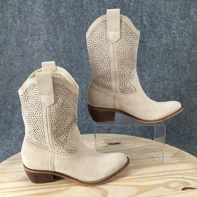 BCBGeneration Bastille Boots Womens 6.5 B Western Cowboy Mid-Calf Block Beige