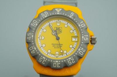*NEUWERTIG* Vintage 1990s TAG Heuer Formula 1 Quartz Yellow Dial 35mm Mens Watch