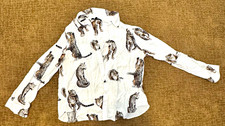 Jane Delancey Leopard Print Button Down Blouse Animal Cat Novelty Shirt