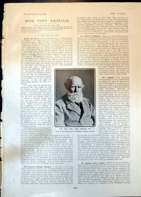 Antiker Druck Lord Avebury Bankfirma Robarts Lubbock Edmund T Doxat 1905
