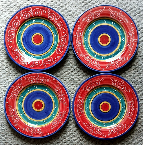 Lot de 4 - Assiettes à dîner colorées Pier 1 San Marco Italie 11,5" - Photo 1/7