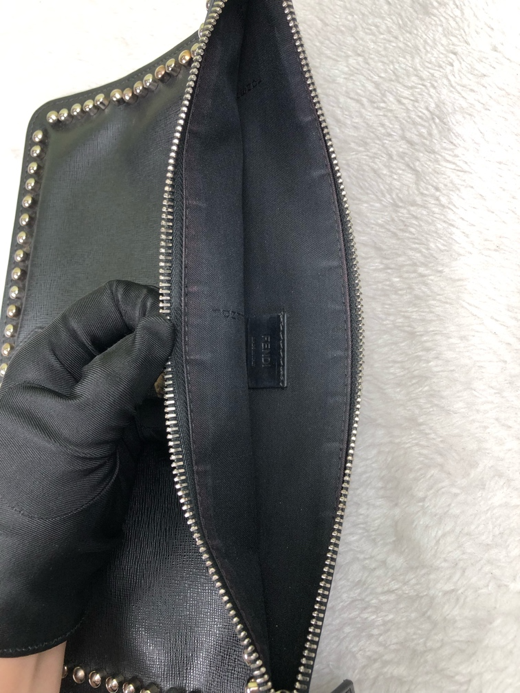 Fendi Karl Lagerfeld Studded Black Clutch Bag | eBay