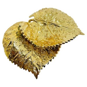 Authentic GROSSE CHRISTIAN DIOR 1967 GERMANY signed gold plated leaf designer brooch
