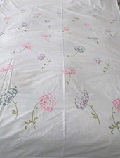 Laura Ashley single crisp white cotton duvet cover & pcase embroidered flowers 