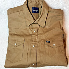 NWOT Wrangler Brown Western Southwest Cowboy Pearl Snap Vintage Shirt 2XL Rodeo