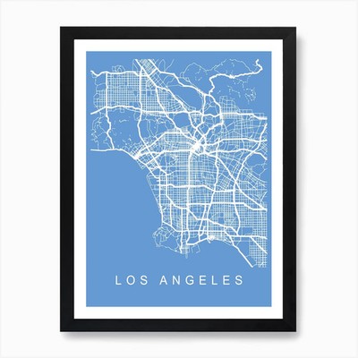 Los Angeles Karte Bauplan Kunstdruck gerahmt Wandbild Poster Leinwanddruck Bild