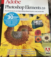 Adobe Photoshop Elements 2.0 Retail Box w/Manuals Disc CD S/N
