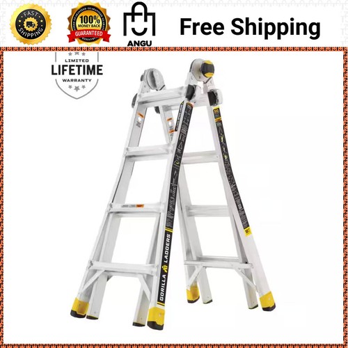 18ft Reach Aluminum Multi-Position Ladder Type IA 300lb Tool Hangers