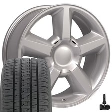20x8.5 Silver 5308 Rims Bridgestone Tires Tpms Set Fits Silverado Tahoe