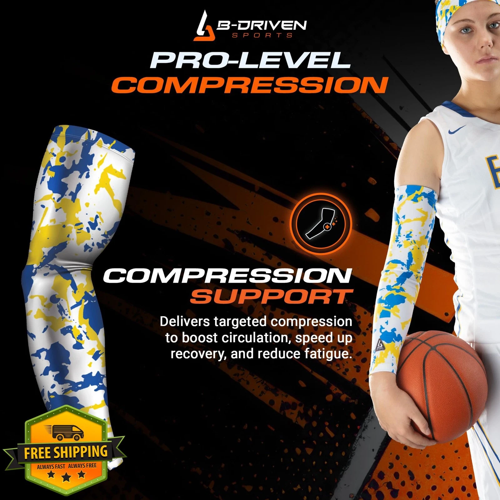 B-Driven Pro-Fit Camo Arm Sleeve Compression Men Women Youth Cooling
Opens in a new window or tab