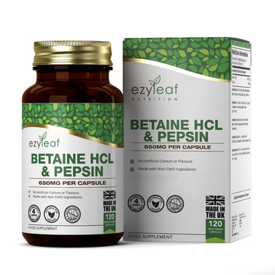 Betain HCL & Pepsin 120 Kapseln | Vegan | Saubere Füllstoffe | Verdauungsgesundheit