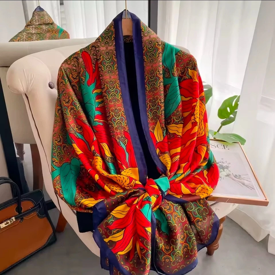 Bufanda Girasol Floral, 180x90 cm, Sensación Suave y Sedosa, Diseño Elegante Foto 4 de 4