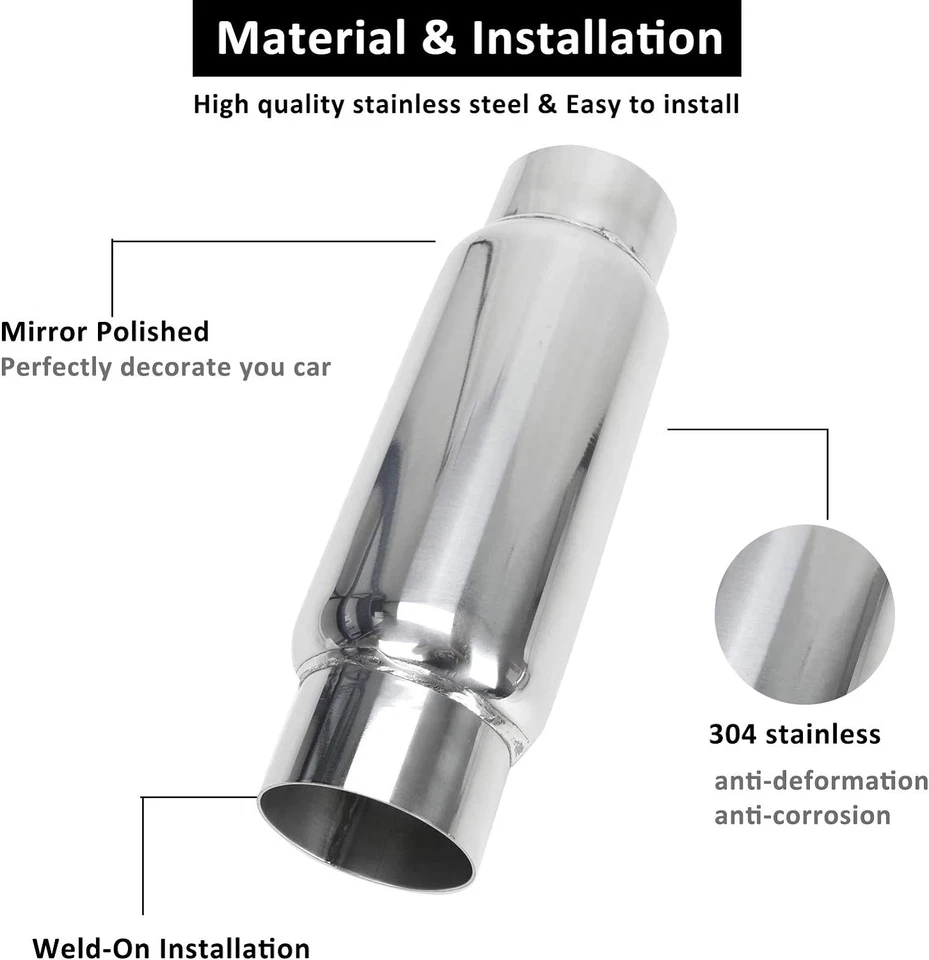 3" Inlet/Outlet 12" Long Exhaust Muffler Resonator Weld-On For Mitsubishi 3000GT Foto 4 de 4