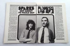 SPARKS 'not about to fizzle out' UK ARTICLE / clipping