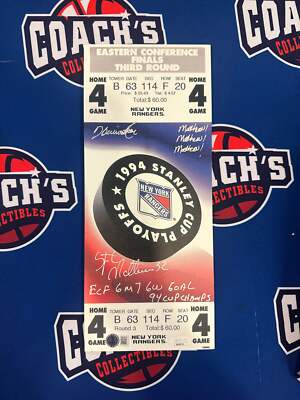 Howie Rose & Stephane Matteau DUAL Autographed NY Rangers ECF Game 7 Mini Mega T