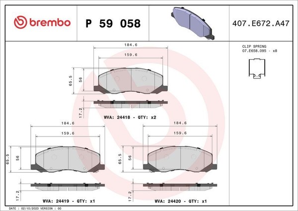 Brembo P 59 058 Bremsbelagsatz, Scheibenbremse FüR Bentley Opel Saab-image
