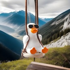 Cute Swing Duck Car Pendant Mirror Decor Vehicle Interior Accessorie Rearview