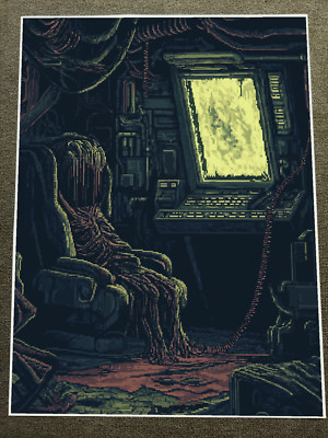 Desolate Sci-Fi Control Room with Dripping Horror Poster 18x24in