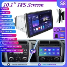 2DIN Rotatable 10'' Android Touch Car Stereo Radio GPS Wifi Carplay 128G+AHD CAM