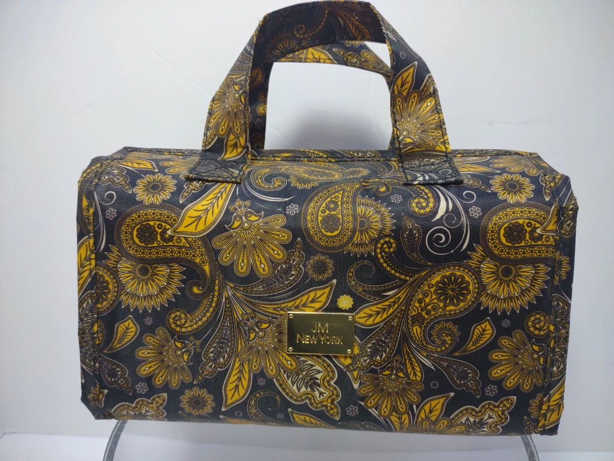 JM New York Better Beauty Black Yellow Paisley Travel Makeup Bag