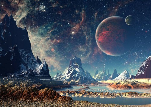 Awesome Alien Planet Poster Print Size A4 / A3 Outer Space Poster Gift #8078