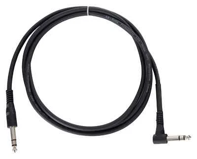 Cable Audio Jack 6.3mm Male/Male Stereo 1/4" Prise Coudee Symetrique Noir 2m - Photo 1/2