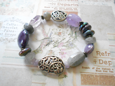 Silpada Sterling Amethyst Feldspar PEARL CANYON Stretch Bead  display picture 1