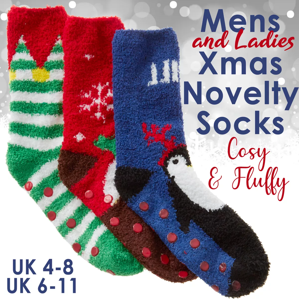 Mens Ladies Fluffy Xmas Socks Warm Christmas Energy Saving