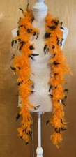 Feather Garland Boa 6ft Orange Black Halloween Costume Dance Party New MSRP$7.99