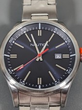 Nautica Date Indicator Black Dial Round Silve...