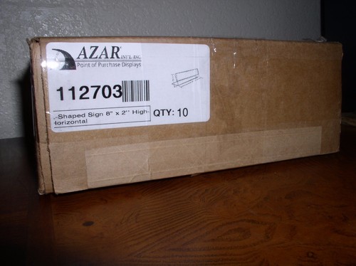 Soporte de letrero acrílico AZAR 112703 8"" x 2"" de alto - caja de 10 - NUEVO - Imagen 2 de 2