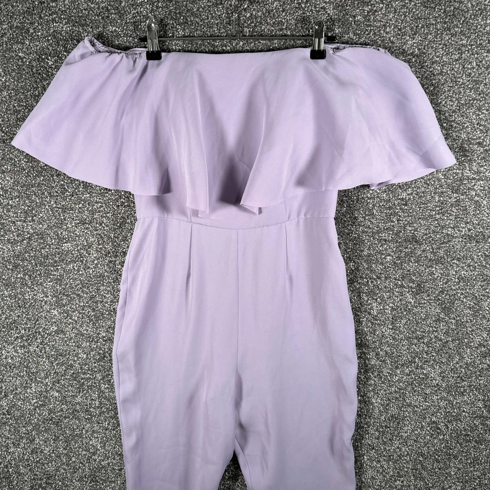 Mint Velvet Jumpsuit Womens UK 10 Purple Straight Cropped Leg Zip Back Party - Image 2 of 4