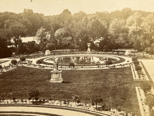 PARIS Jardin du. Palais Royal Fontaine c1858 Photo Stereo Vintage