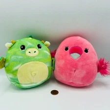 Dexter the Dragon Squishmallow & Cookie The Flamingo Squishmallow 5" 