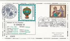 Austria 1983 Balloon Post Town Angel+Christ Christmas Slogan Stamps CoverRf28009