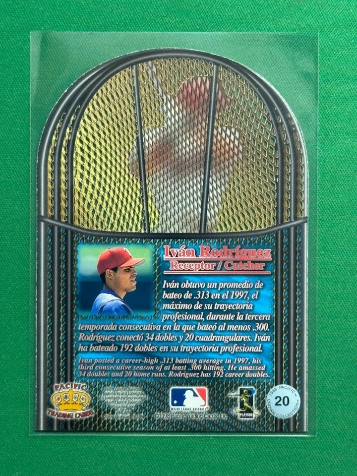 1998 Pacific Baseball In the Cage Die Cuts #20 Ivan Rodriguez - Image 2 of 2