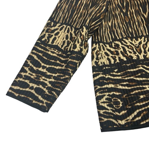 Catherines Womens Reversible Quilted Open Front Jacket Animal Print 3X New - Picture 6 of 10