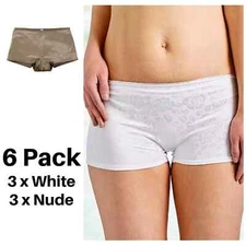 JD Williams Briefs Knickers Shorts Size  XL / 16 Satin 6 Pack 3 x White 3 x Nude