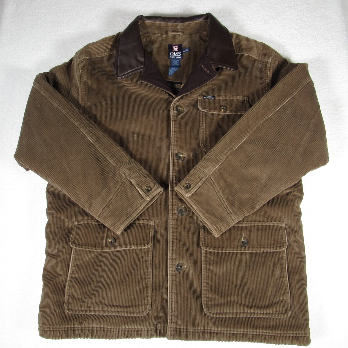 Ralph Lauren chaps コーデュロイ　レザー　コート Ralph Lauren Chaps Jacket Men XL Brown Corduroy Flannel Western