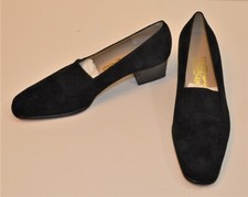 NEW Salvatore Ferragamo DQ67415 black suede pumps loafers women 9C shoes Italy