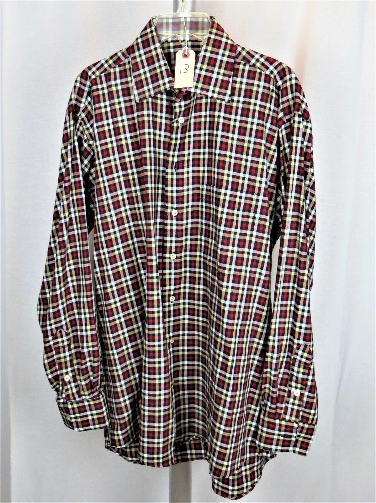 Men’s Burberry Long Sleeve Plaid Shirt 100% Cotton Size Large