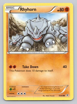 2016 Rhyhorn Pokemon Card Generations Base Set #49
