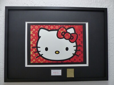 DEATH NYC ''GERAHMT'' Lithografie ltd. Edition of 120 ''Hello Kitty'' 3D Siegel COA