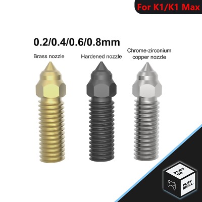 Hardened Steel 0.2/0.4/0.6/0.8mm Nozzle For 3D Printer Creality K1 & Max