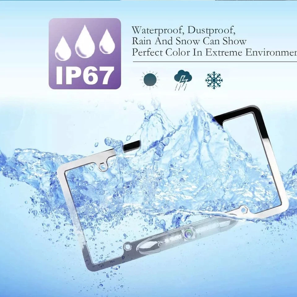 Marco de matrícula de visión nocturna inversa estacionamiento cámara de visión trasera coche Foto 3 de 4