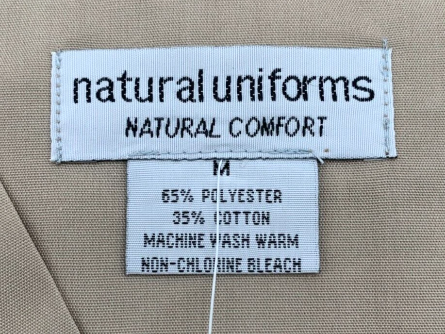 Natural Uniforms Short Sleeve V-Neck Scrub Top w/ 2 Pockets Unisex Size M Khaki - Image 3 of 4